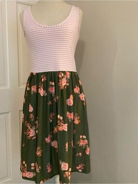 Matilda Jane Dress Womens MED Hello Lovely Wanderlust Striped Tank Floral Summer
